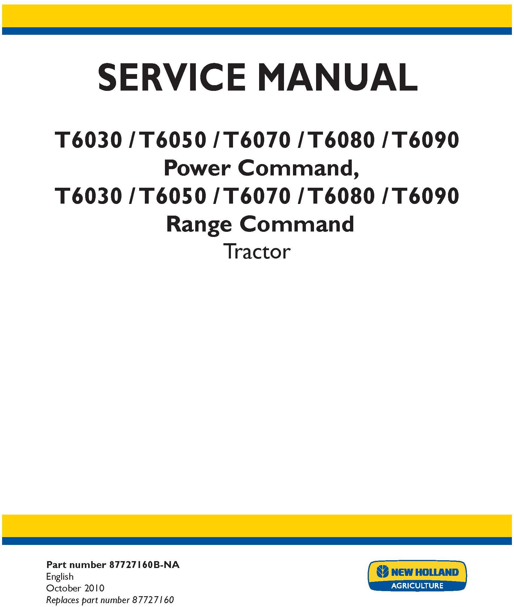 New Holland T6030, T6050, T6070, T6080, T6090 Power Command, Range Command Service Manual - 19635