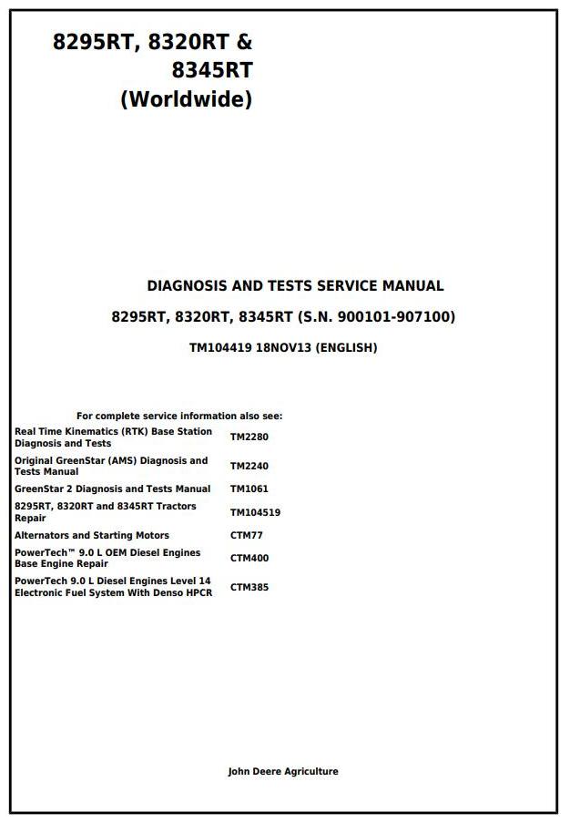 TM104419 - John Deere 8295RT, 8320RT, 8345RT (Worldwide) Tractors Diagnosis and Tests Service Manual - 18635