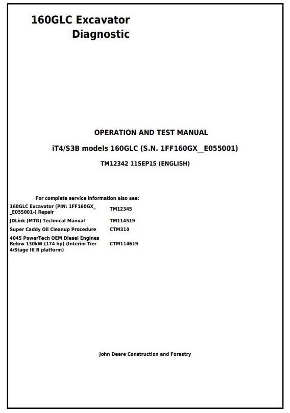 TM12342 - John Deere 160GLC (iT4/S3B) Excavator Diagnostic, Operation and Test Service Manual - 17628