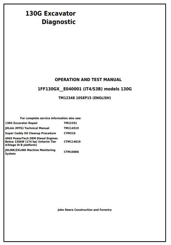 TM12348 - John Deere 130G (iT4/S3B) Excavator (S.N.1FF130GX_E040001) Operation & Test Service Manual - 17630