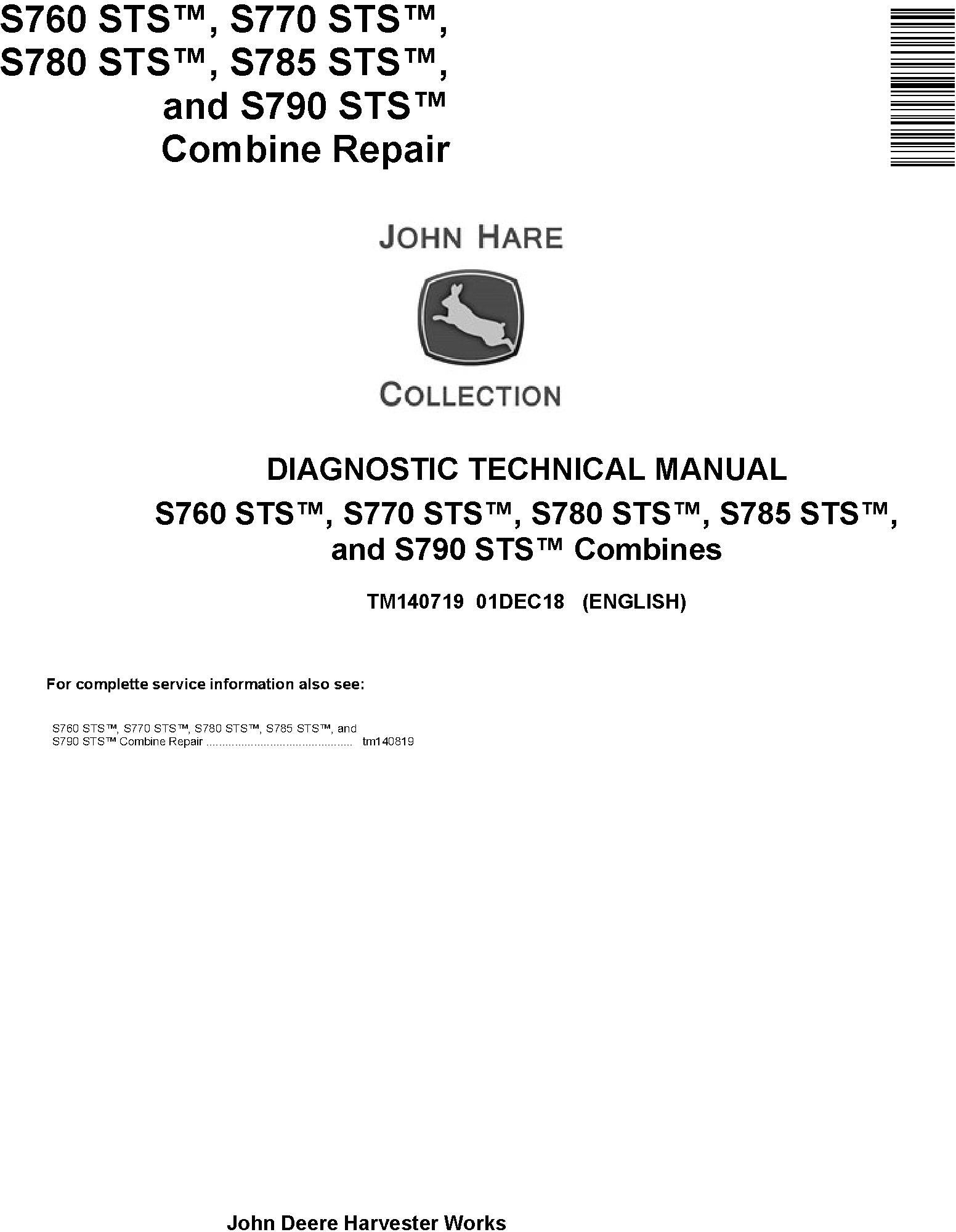 John Deere S760, S770, S780, S785, S790 STS Combines Diagnostic Technical Service Manual (TM140719) - 19221