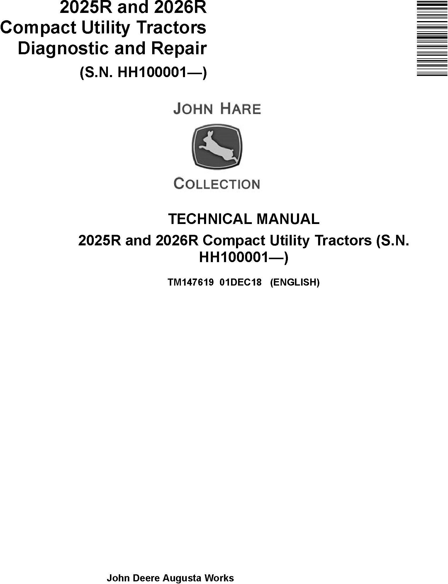 John Deere 2025R, 2026R Compact Utility Tractors (SN.HH100001-) Technical Service Manual (TM147619) - 19105