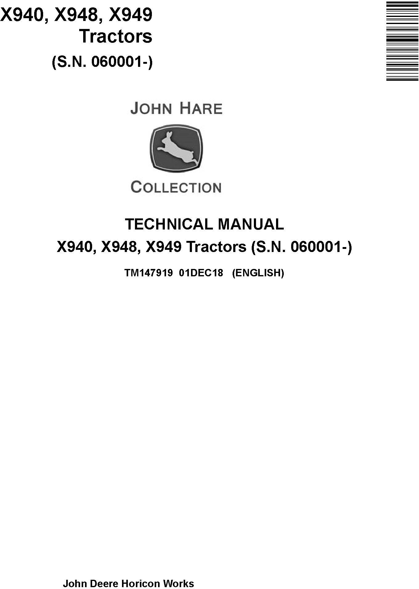 John Deere X940, X948, X949 Compact Utility Tractors (SN. 060001-) Technical Manual (TM147919) - 19107