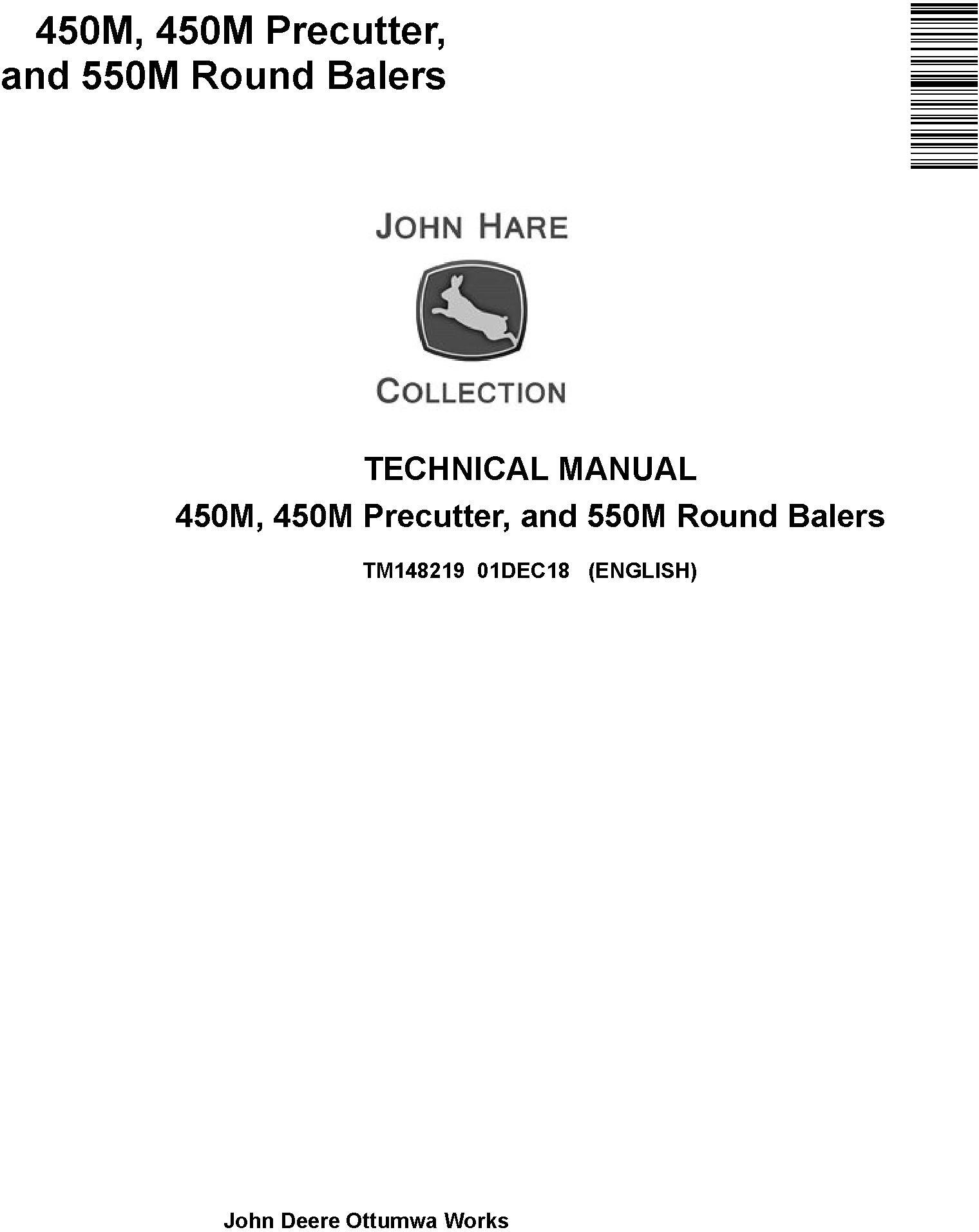 John Deere 450M, 450M Precutter, and 550M Round Balers Technical Service Manual (TM148219) - 19246