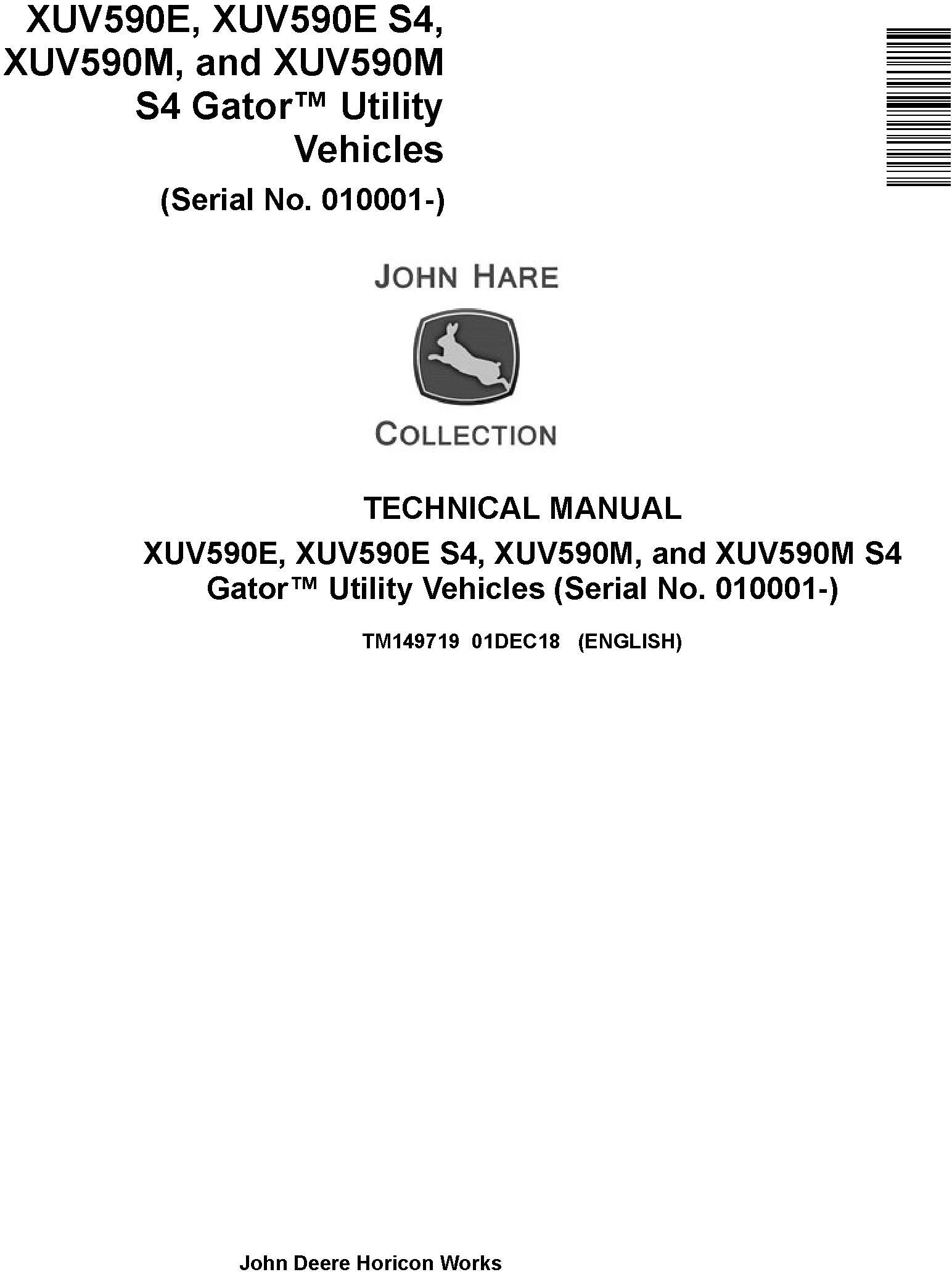 John Deere XUV590E(S4), XUV590E(S4) Gator Utility Vehicles (SN. 010001-) Technical Manual (TM149719) - 19297
