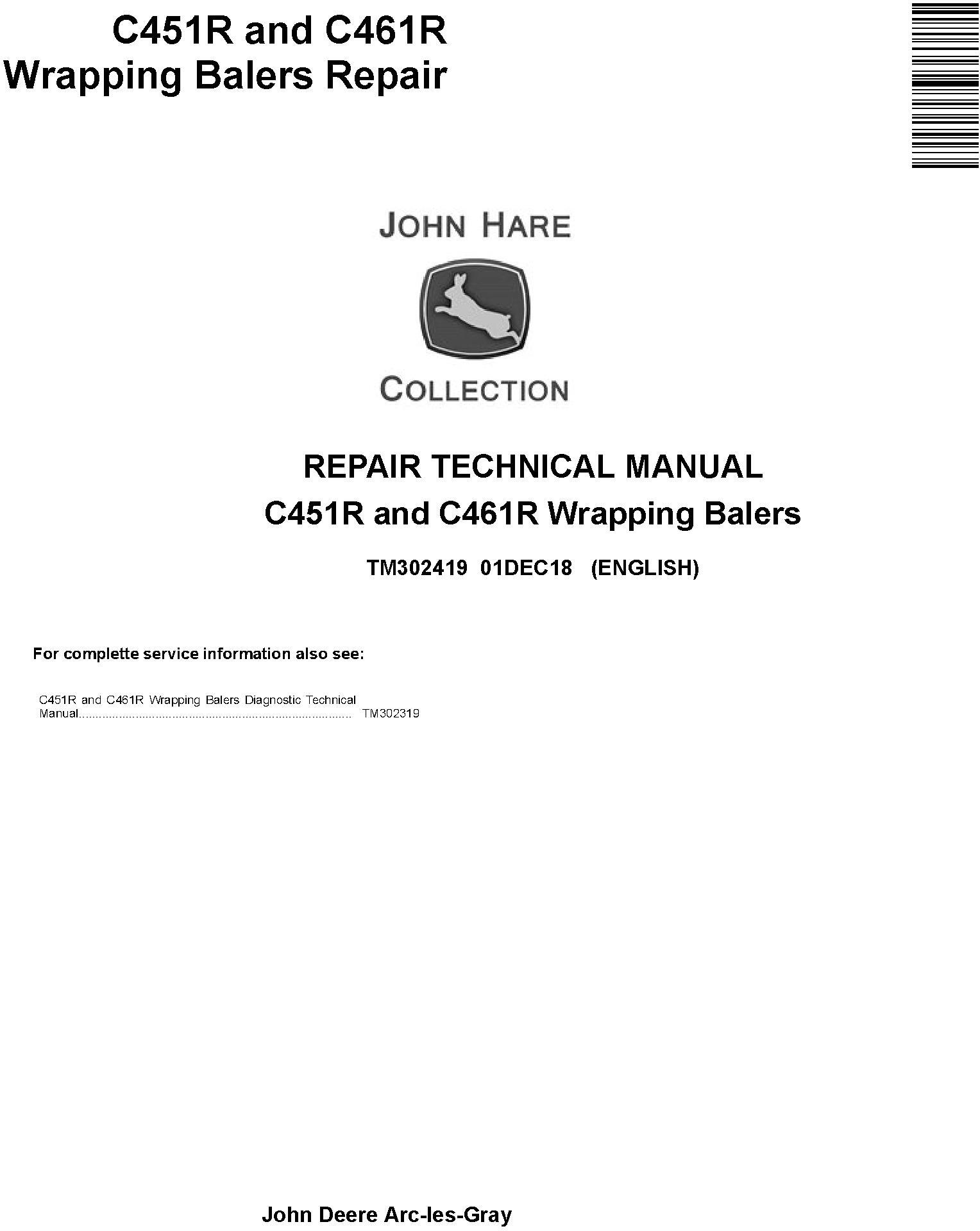 John Deere C451R and C461R Wrapping Balers Service Repair Technical Manual (TM302419) - 19259