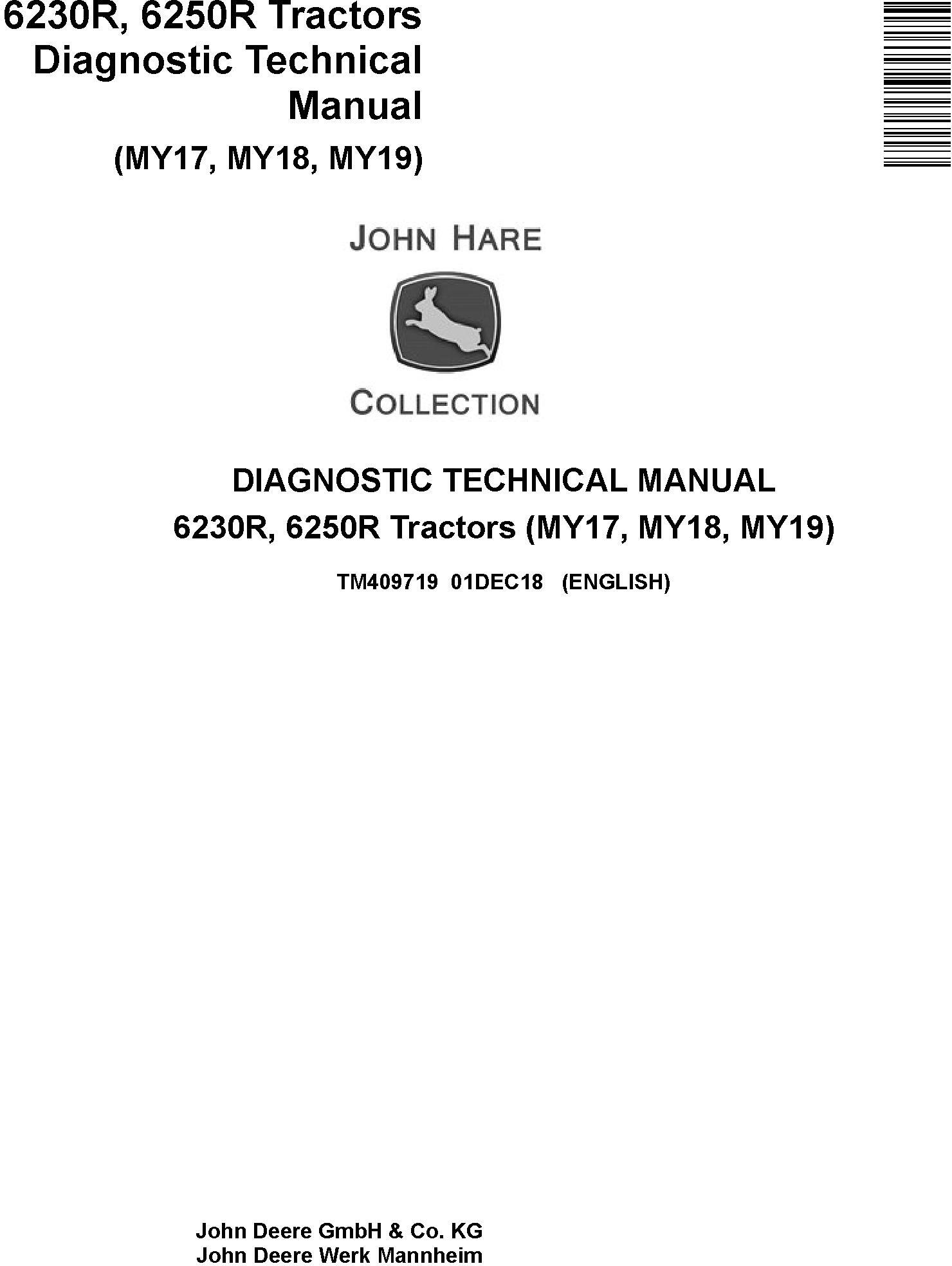 John Deere 6230R, 6250R Tractors MY2017,18,19 Diagnostic Technical Service Manual (TM409719) - 19131