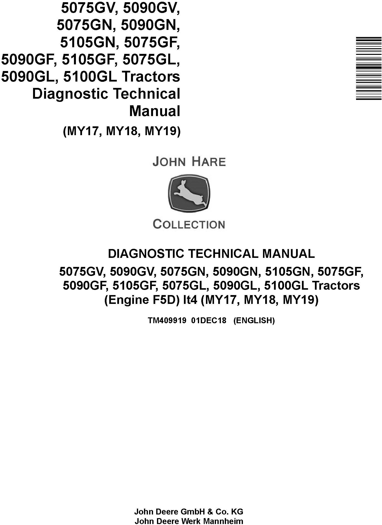 John Deere 5075GV/GN/GF/GL, 5090GV/GN/GF/GL, 5100GL, 5105GN/GF Tractors Diagnostic Manual (TM409919) - 19115