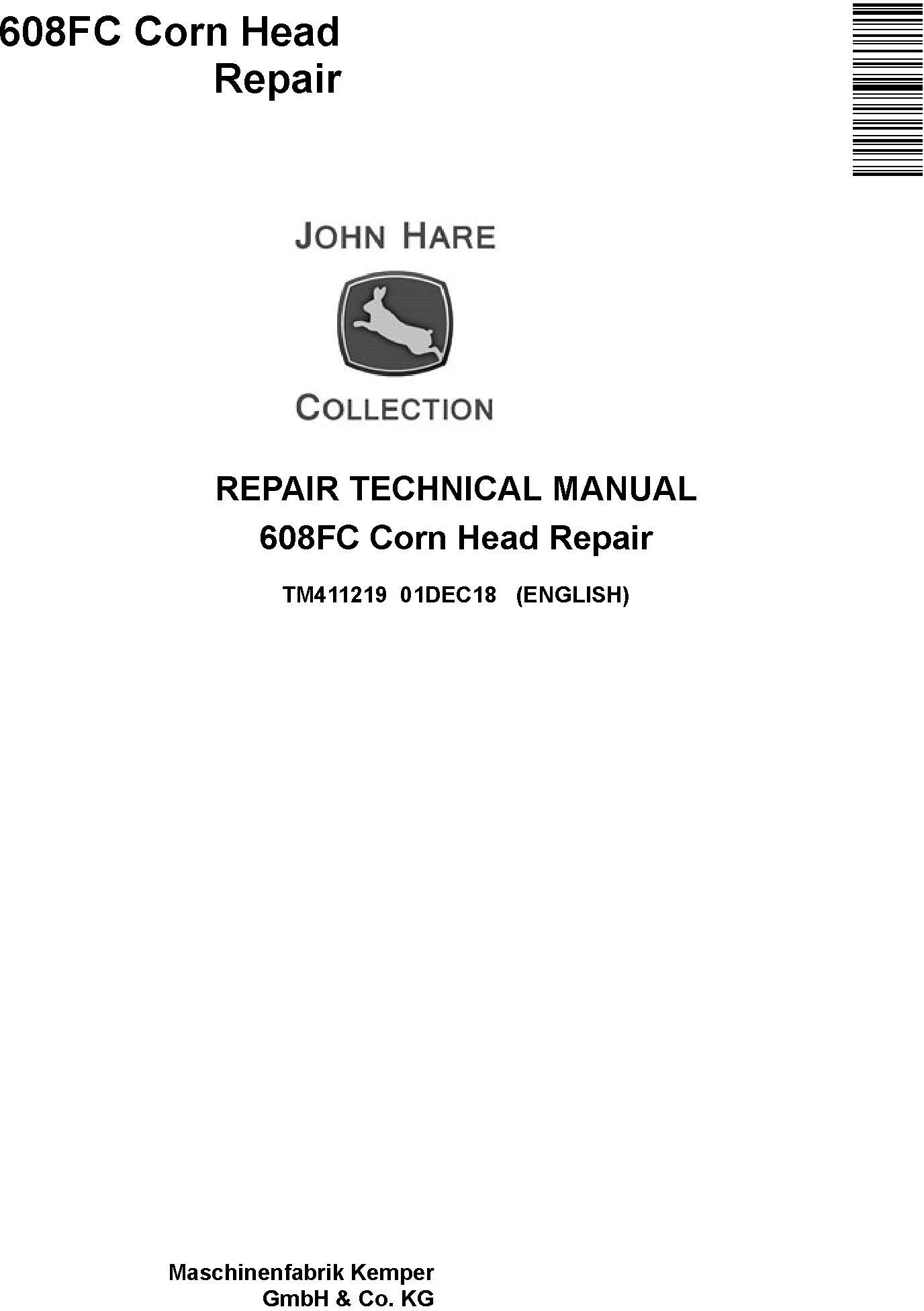 John Deere 608FC Corn Head Repair Technical Manual (TM411219) - 19229