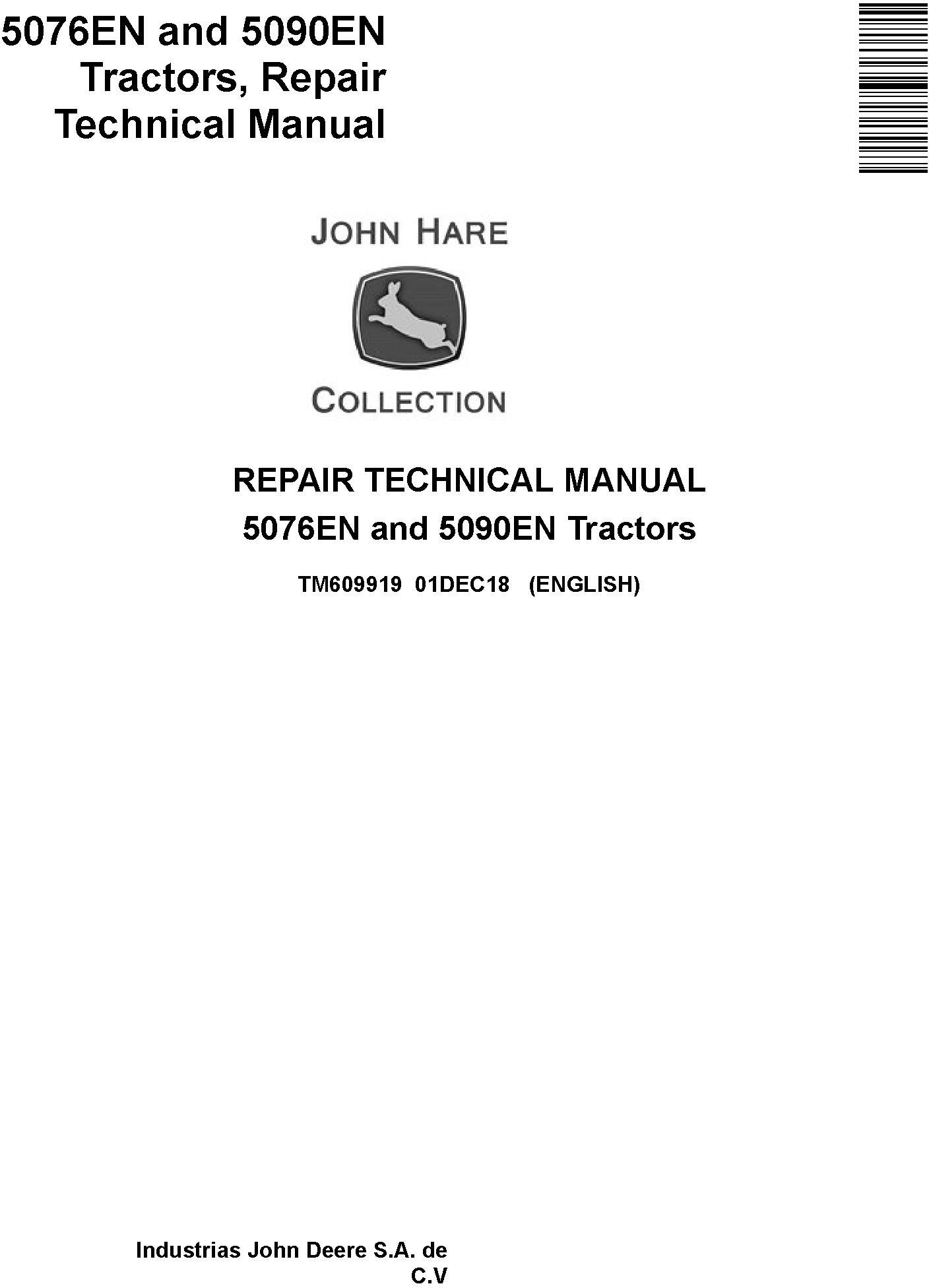 John Deere 5076EN and 5090EN Tractors Repair Technical Service Manual (TM609919) - 19121