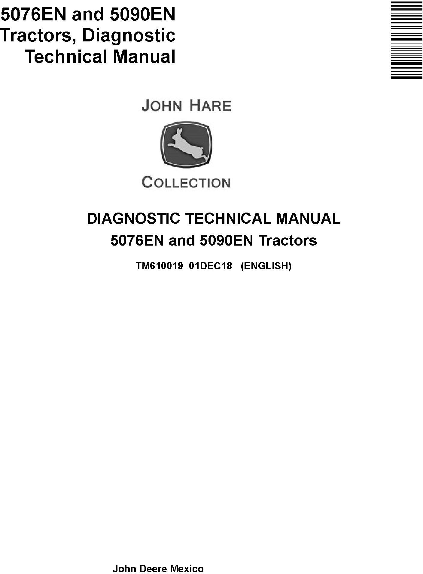 John Deere 5076EN and 5090EN Tractors Diagnostic Technical Service Manual (TM610019) - 19122