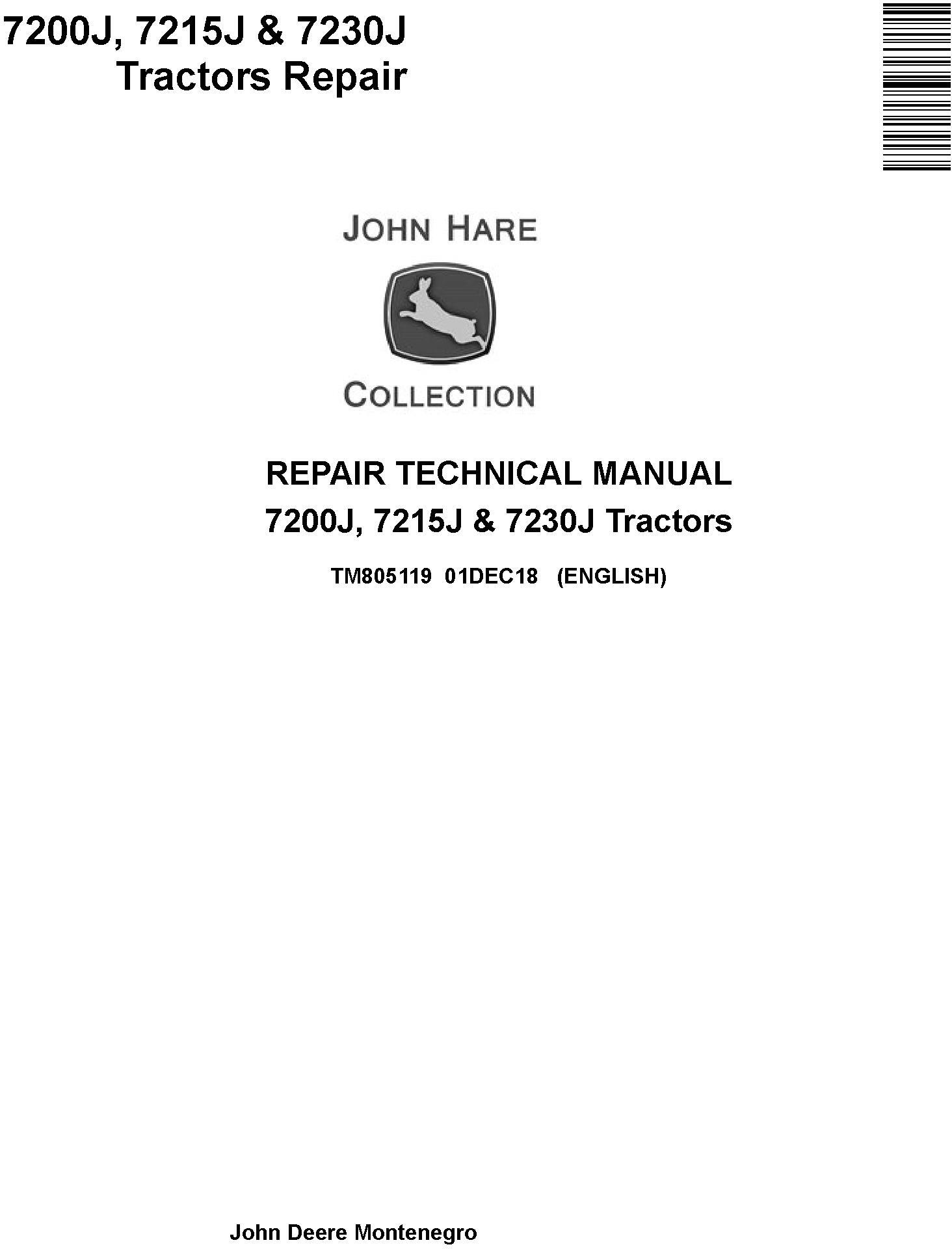 John Deere 7200J, 7215J and 7230J Tractors Service Repair Technical Manual (TM805119) - 19102