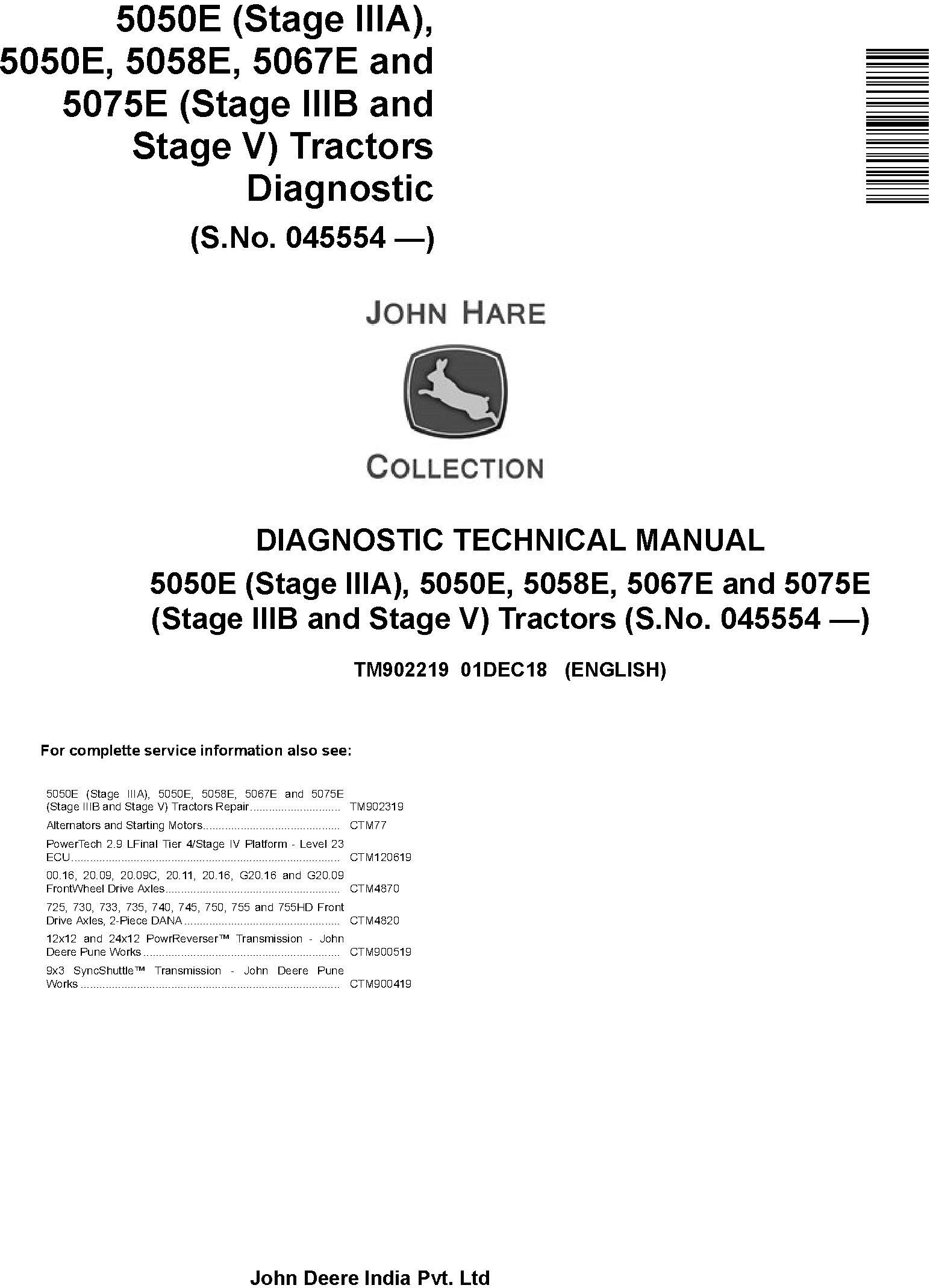 John Deere 5050E, 5050E, 5058E, 5067E, 5075E Tractors Diagnostic Technical Service Manual (TM902219) - 19123