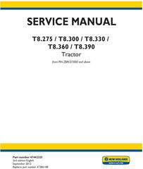 New Holland T8.275, T8.300, T8.330, T8.360, T8.390 Tractor (PIN.from ZBRC07000) Service Manual