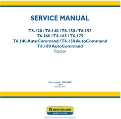 New Holland T6.120, T6.140, T6.150, T6.155, T6.160, T6.165,T6.175 All Regions Tractor Service Manual