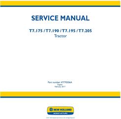 New Holland T7.175, T7.190, T7.195, T7.205 Tractor Service Manual