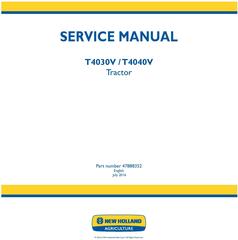 New Holland T4030V, T4040V Tractor Service Manual (Latin America)