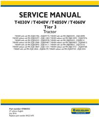 New Holland T4030V, T4040V, T4050V, T4060V Tier 3 Tractor Complete Service Manual (North America)