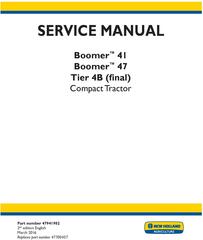 New Holland Boomer 41, 47 Tier 4B (final) Compact Tractor Complete Service Manual