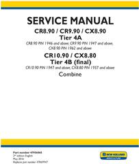 New Holland CR8.90, CR9.90, CX8.90, CR10.90, CX8.80 Combine Complete Service Manual (North America)