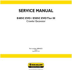 New Holland E485C EVO, E505C EVO Tier III Crawler excavator Service Manual