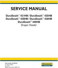 New Holland DuraSwath 421HB, 425HB, 430HB, 436HB, 440HB Draper Headers Service Manual