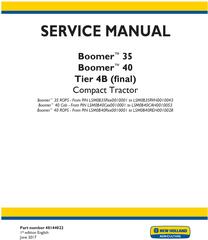 New Holland Boomer 35, Boomer 40 Tier 4B (final) Compact Tractor Service Manual (North America)