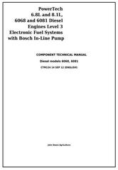 CTM134 - John Deere PowerTech 6068 & 6081 Diesel Engines Lev.3 Fuel Systems w.Bosch In-Line Pump Service Manual