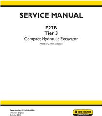 New Holland E27B Tier 3 Compact Hydraulic Excavator (PIN. NETN27001 and above) Service Manual