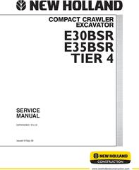 New Holland E30BSR, E35BSR Tier 4 Compact Crawler Excavator Service Manual