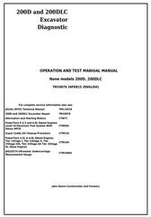 TM10076 - John Deere 200D and 200DLC Excavator Diagnostic, Operation and Test Service Manual