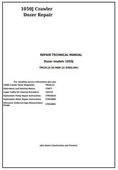 TM10114 - John Deere 1050J Crawler Dozer Service Repair Technical Manual