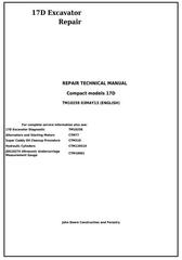 TM10259 - John Deere 17D Compact Excavator Service Repair Technical Manual