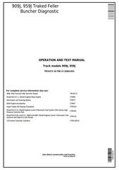 TM10272 - John Deere 909J, 959J Traked Feller Buncher Diagnostic, Operation and Test Service Manual