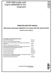 TM10686 - John Deere 524K 4WD Loader (SN.before 642245) w.Engine 6068HDW74 Diagnostic Service Manual