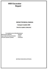 TM10761 - John Deere 60D Compact Excavator Service Repair Technical Manual