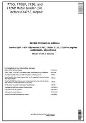 TM11207 - John Deere 770G, 770GP, 772G, 772GP (SN.-634753) Motor Grader Service Repair Technical Manual