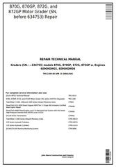 TM11209 - John Deere 870G, 870GP, 872G, 872GP (SN.-634753) Motor Grader Service Repair Technical Manual