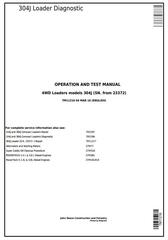 TM11216 - John Deere 304J Loader (SN. from 23372) Diagnostic, Operation and Test Service Manual