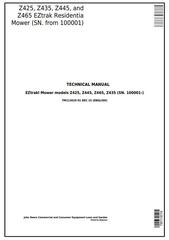 TM113019 - John Deere Z425, Z435, Z445, Z465 EZtrak Residential Mower (SN.100001-) Technical Service Manual