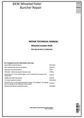 TM11364 - John Deere 843K Wheeled Feller Buncher Service Repair Technical Manual