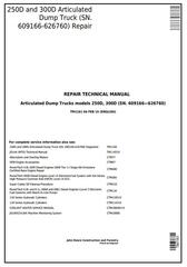 TM1161 - John Deere 250D, 300D Truck Articulated Dump 609166-XXXXXX Repair Technical Manual
