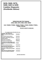 TM120719 - John Deere S650, S660, S670, S680, S685, S690 Combines Diagnostic and Test Service Manual