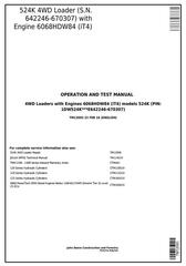 TM12093 - John Deere 524K 4WD Loader (SN.642246-670307) w.Engine 6068HDW84 Diagnostic Service Manual