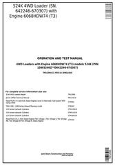 TM12094 - John Deere 524K 4WD Loader (SN.642246-670307) w.Engine 6068HDW74 Diagnostic Service Manual