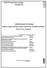 TM12441 - John Deere 310K EP Backhoe Loader (SN: G219607-) Diagnostic, Operation&Test Service Manual