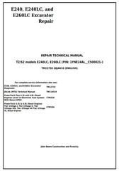 TM12738 - John Deere E240, E240LC and E260LC (T3/S3A) Excavator Service Repair Technical Manual