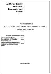 TM128519 - John Deere C230 (4LZ-11,4LZ-11A) Full-Feeder Combines Diagnostic, Repair Technical Manual