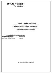 TM13248X19 - John Deere 190GW (PIN: 1FF190GW__E051001-) Wheeled Excavator Service Repair Manual