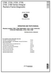 TM135919 - John Deere Integral Frame for 1700, 1710, 1720, 1730, 1750, 1780 Planters Diagnostic Manual